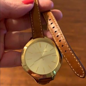 Michael Kors leather double strap watch